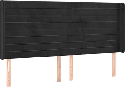 vidaXL - Hoofdbord - met - randen - 163x16x118/128 - cm - fluweel - zwart