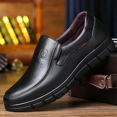Handgemaakte Schoenen Echt Leer Casual Schoenen Voor Heren Platte Platform Wandelschoenen Buitenschoeisel Loafers Ademende Sneakers 45 zwart