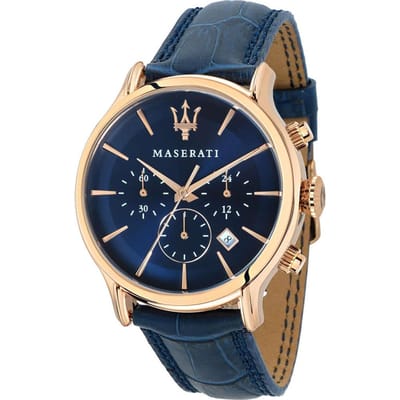 Maserati Epoca Blauw Leer Heren Chronograaf Kwarts Horloge R8871618007 blauw