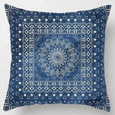 Housse de coussin géométrique bleu foncé simple moderne pour canapé de maison 50x50cm