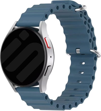 Strap-it Universeel 22mm Ocean siliconen bandje - geschikt voor Samsung Galaxy Watch 3 45mm / 1 46mm / Gear S3 - Polar Vantage M / V3 / Grit X - Amazfit GTR 47mm / GTR 2-3-4 / Balance / Xiaomi Mi Watch / Watch S1 / S3 / 2 Pro - grijsblauw