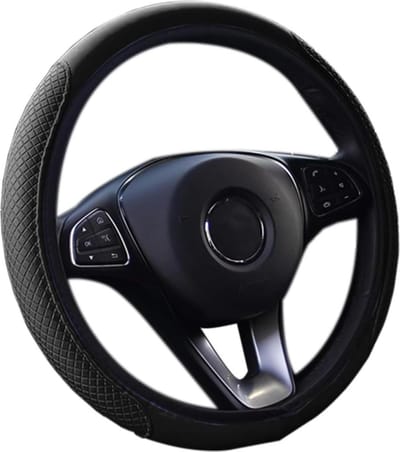 Universele elastische ademende antislip stuurhoes 37-38 cm diameter - zwart autoaccessoires voor mannen en vrouwen (geschikt voor de meeste auto's) Stuurhoes auto
