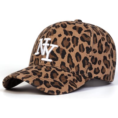 Casquette de baseball à imprimé léopard tendance et stylée pour femme, style hipster, rétro asiatique, à large bord. Brown black