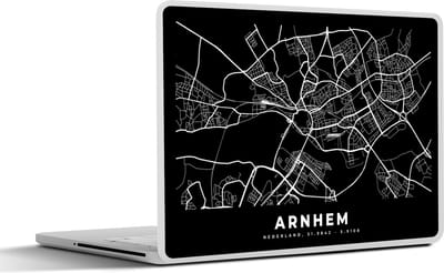 Laptop sticker - 15.6 inch - Arnhem - Zwart - Kaart - 36x27,5cm - Laptopstickers - Laptop skin - Cover