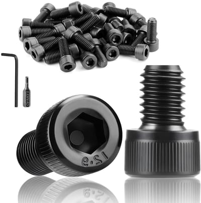 M3 x 8mm Cylinder Screws - 60 Stuks Zwarte Hex Schroeven van Koolstofstaal voor Meubelreparatie en Bevestiging