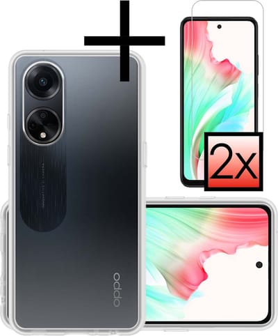Hoesje - Met 2x Screenprotector - Geschikt voor OPPO A98 - Sterk & Shockproof - Back Cover - Siliconen Case - Telefoon Hoes - Transparant
