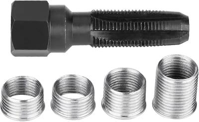 Allecto - Spark Plug Reparatie Set - 5-delige set - 14mm - Carbon staal - Professioneel gereedschap - Voor motoren - Inclusief gereedschap