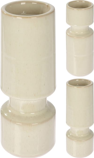 Oneiro’s Luxe kandelaar TANKER CREME - 25cm – PER 1 STUK - kaarsenhouder - waxinelichthouder - decoratie – woonaccessoires – wonen -decoratie – kaarsen – metaal – hout