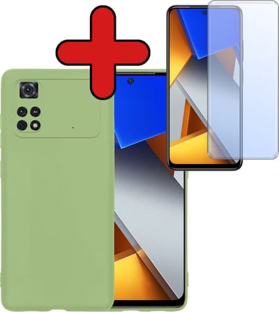Hoesje - Met Screenprotector - Geschikt voor Xiaomi Poco X4 Pro 5G - Sterk & Shockproof - Telefoon Hoes - Back Cover - Siliconen Case - Telefoonhoes - Groen