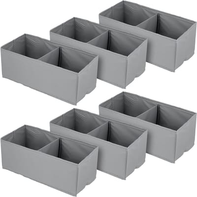 Set van 6 Opbergbakken voor Kleding, Vouwbare Lades, 28 x 13 x 10 cm, Ideaal voor Ondergoed en Sokken, Ruimtebesparend Opbergsysteem, Organiseer je Kledingkast