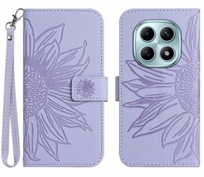 Coverup Hoesje - Geschikt voor Xiaomi Redmi Note 15 / Poco M8 Hoesje - Coverup Zonnebloem Book Case met Koord - Lavendel