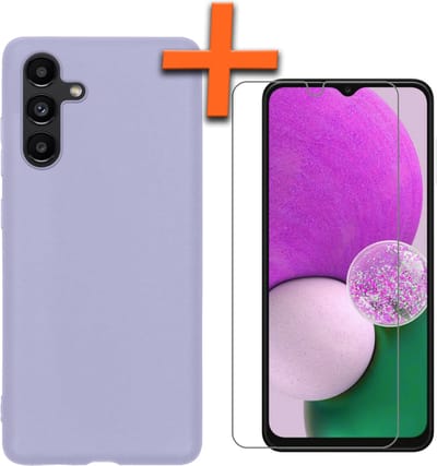 Hoes - Met Screenprotector - Geschikt voor Samsung Galaxy A13 5G - Sterk & Shockproof - Back Cover - Siliconen Case - Telefoon Hoes - Lila