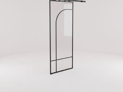 Vente-unique Schuifdeur met zichtbaar railsysteem in atelierraamstijl - aluminium en gehard glas - H204 x B83 cm - Zwart - CLOSIDA