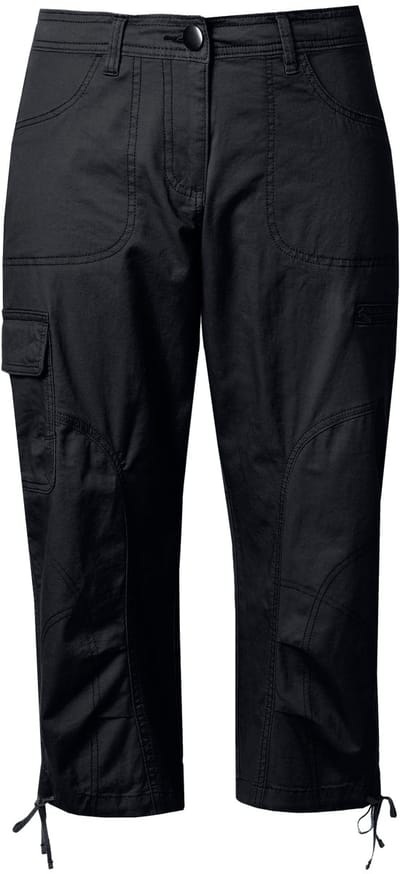 Ulla Popken - Dames - 7/8-cargohose comfortabele tailleband - Zwart - Maat 60