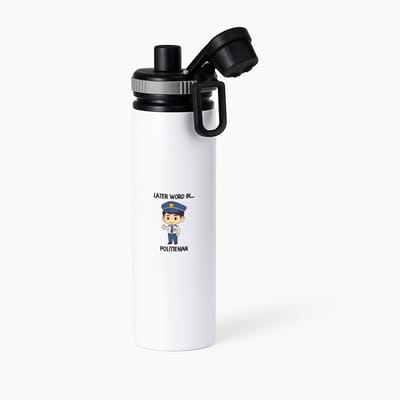Hacebo® - Later word ik politieman waterfles met draaidop grijs - Politie - Politieagenten - Wijkagent - stadswachter - hulpdienst - water fles - 850ML