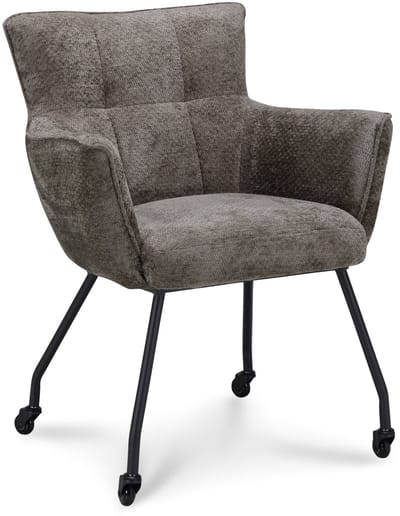 Icon Living - Armstoel Nora on Wheel - Stof Movie Taupe - Leg Black