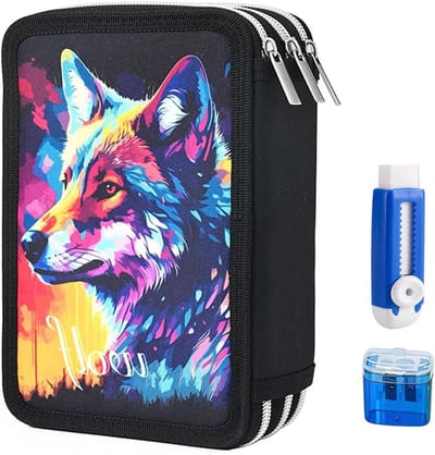 SnelShoppen - Grote Pennenhouder met 3 Compartimenten voor Schoolbenodigdheden, Pen Organizer, Stationery Organizer voor School, Kantoor, Studenten, J
