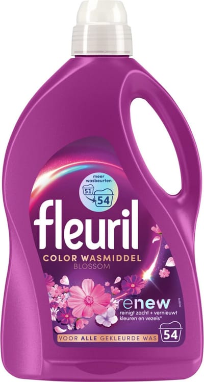 Fleuril Wasmiddel 54 wasbeurten Color Blossom - 4 x 2,430 liter - Voordeelverpakking