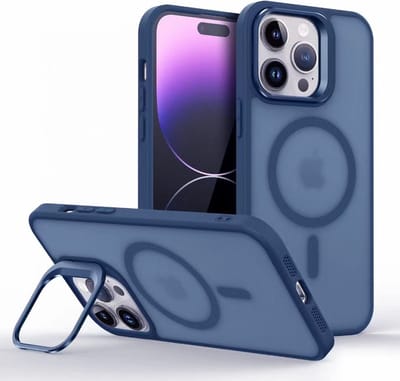 Backcover Case Hoesje Compatibel met MagSafe Geschikt voor: iPhone 15 - Ingebouwde Camera standaard - Schokbestendige beschermhoes - Blauw