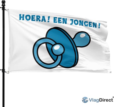 VlagDirect - Geboorte jongen vlag - Hoera een jongen vlag - 90 x 150 cm.