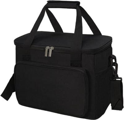 Geïsoleerde koeltas - Crossbody lunchtas - Familie picknicktas - Herbruikbare waterdichte lunchtas voor mannen en vrouwen - Scrubber met dubbele compartimenten - Draagbaar reiswerk - 15L -31*19*23cm-Zwart