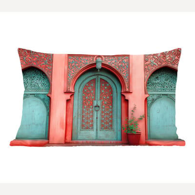 Sierkussens - Kussentjes Woonkamer - 60x40 cm - Lantaarn - Deur - Turquoise