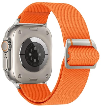 Nylon bandje - geschikt voor Apple Watch 1/2/3/4/5/6/7/8/9/10/11/ SE (1,2,3) met maat 38 mm / 40 mm / 41 mm en 42 mm (Watch 10/11) - gespsluiting - oranje