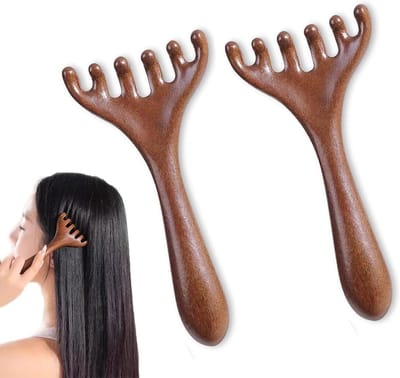 5 Aanraaktherapie Kammassage - Zes-Klauw Meridiaan Massagekam voor Hoofd en Nek, Gua Sha Massage Tool voor Ontspanning en Spanning Verlichting