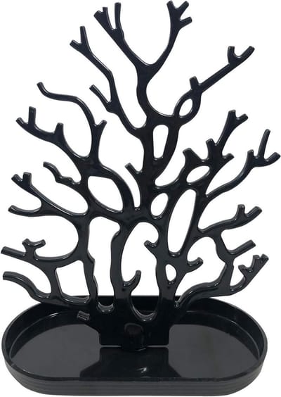 Sieraden Boom - Hanger Display - Snel Overzicht - Met Ringbakje - Tafelmodel - Zwart