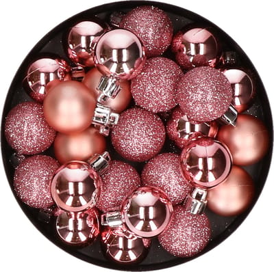 Cosy & Trendy Kerstballen mini - 20x - roze - D3 cm - kunststof - kerstversiering - Onbreekbare plastic kerstballen