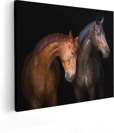 Artaza Canvas Schilderij Paarden - 100x80 cm - Groot - Wanddecoratie Dieren - Muurdecoratie Woonkamer - Schilderijen Op Canvas