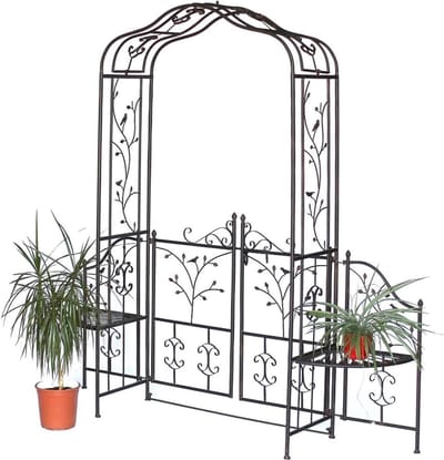Rozenboog Klimhulp - Tuinboog Metaal - Planten Ondersteunen - Roestwerend Behandeld - 215 cm Hoog - Bruin