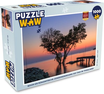 Puzzel Boom en romantische zonsondergang Ko Tao in Thailand - Legpuzzel - Puzzel 1000 stukjes volwassenen