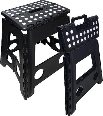Synx Tools  Keukentrap - Krukje - Keukentrapje - Opvouwbaar - Inklapbaar - Huishoud Artikelen - Trappen -Zwart Wit - tot 120 kg