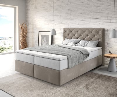 Boxspringbed Dream-Great Microvezel Beige 140x200 cm met TFK Matras en Visco Topper