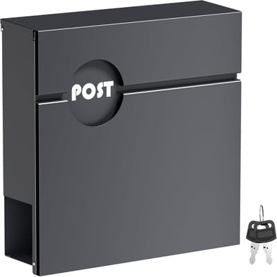 Stijlvolle Antraciete Briefbox met Krantenvak en Slot - Wandenmontage