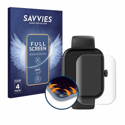 Savvies - Screenprotector voor Hama Fit Watch 5000 - Folie Beschermfolie transparant volledig dekking 4 Stuks