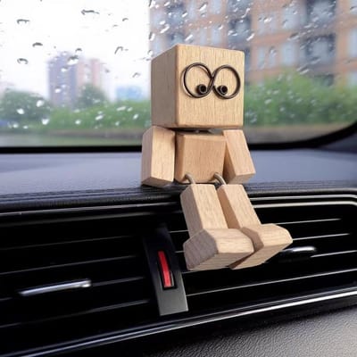 Décoration Ornement de Tableau de Bord de Voiture Bureau Nouveau Auto Fait Main Pieds Secouants Poupée en Bois Homme en Bois Secouant Figurine 2 types gray