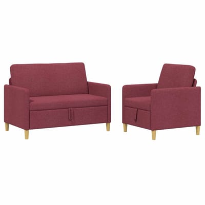 vidaXL - Sofa - Set - Met - Opslag - 2 - st - Wijnrood - Polyester