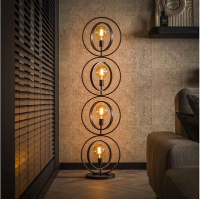 Vloerlamp 4L Turn Around XL met Charcoal Design - Vloerlampen - 40x30x163 cm - Sfeerverlichting - Modern Interieur - Hoogwaardige Kwaliteit