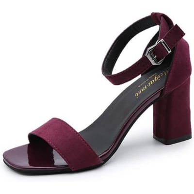 Dames Zomer Mode Sandalen Middenhoge Hak Plus Size 34-42 Outdoor Sandalias Elegant Bruids Gespriem Trouwschoenen 37 wijnrode kleur