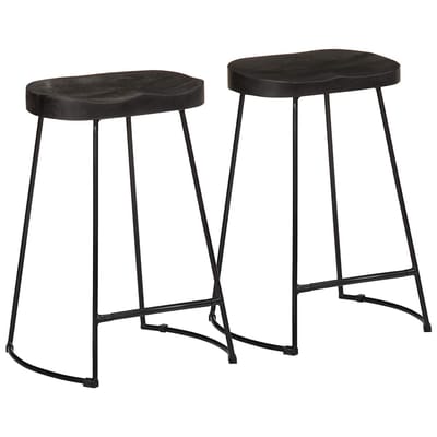 vidaXL - Barkrukken - 2 - st - zwart - 45x40x62 - cm - massief - mangohout