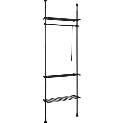 SoBuy KLS07-SCH Telescoop Kledingrek - Verstelbaar Opbergsysteem - B(52-80) x H(233-295) cm - Zwart