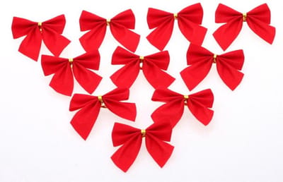 Akyol - Kerststrik - 6 x 5.6 cm - Stof - Kerst Strikken - Kerstdecoratie-kerstboomhangers -strik voor de kerstboom -kleine strikjes voor de kerstboom -leuke strikjes voor de kerstboom - Kerstboom Decoratie - Kerstsfeer – Christmas – 12 stuks