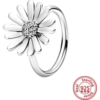 Nieuwe 925 Sterling Zilveren Ringen Madeliefje Bloempatroon Kroon CZ Fijne Ringen Dames Sieraden DIY Maken Jubileum Verloving 8 white