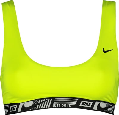 Nike Swim Logo Tape Scoop Neck Bikini Top Women, geel Maat XS