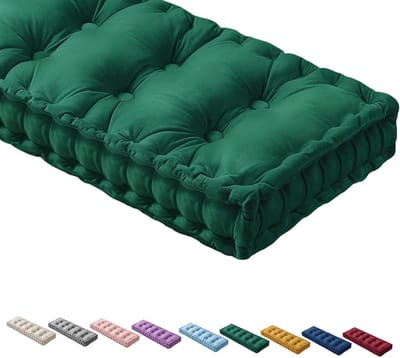 Dikke Buitenkussen - Lange Zitkussen - Comfortabel Zitten - Hoge Veerkracht - 90x50x10cm - Donkergroen