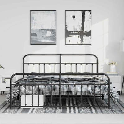 vidaXL - Bedframe - met - hoofd- - en - voeteneinde - metaal - zwart - 183x213 - cm