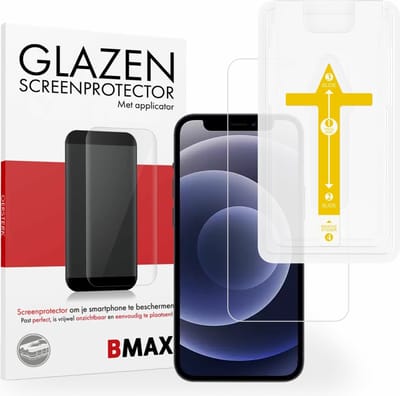 BMAX Screenprotector geschikt voor iPhone 12 met applicator - Gehard glas - Tempered glas - Apple screenprotectors - Telefoonglaasje - Beschermglas - Glasplaatje - Screensaver - Screen protector - Glas screenprotectors - Case Friendly