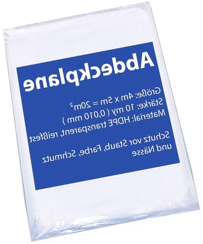 Bouwfolie Afdekfolie - Schilderszeil Plastic - Klus Klussen - Scheurvast HDPE - 4x5m 5 Stuks - Transparant